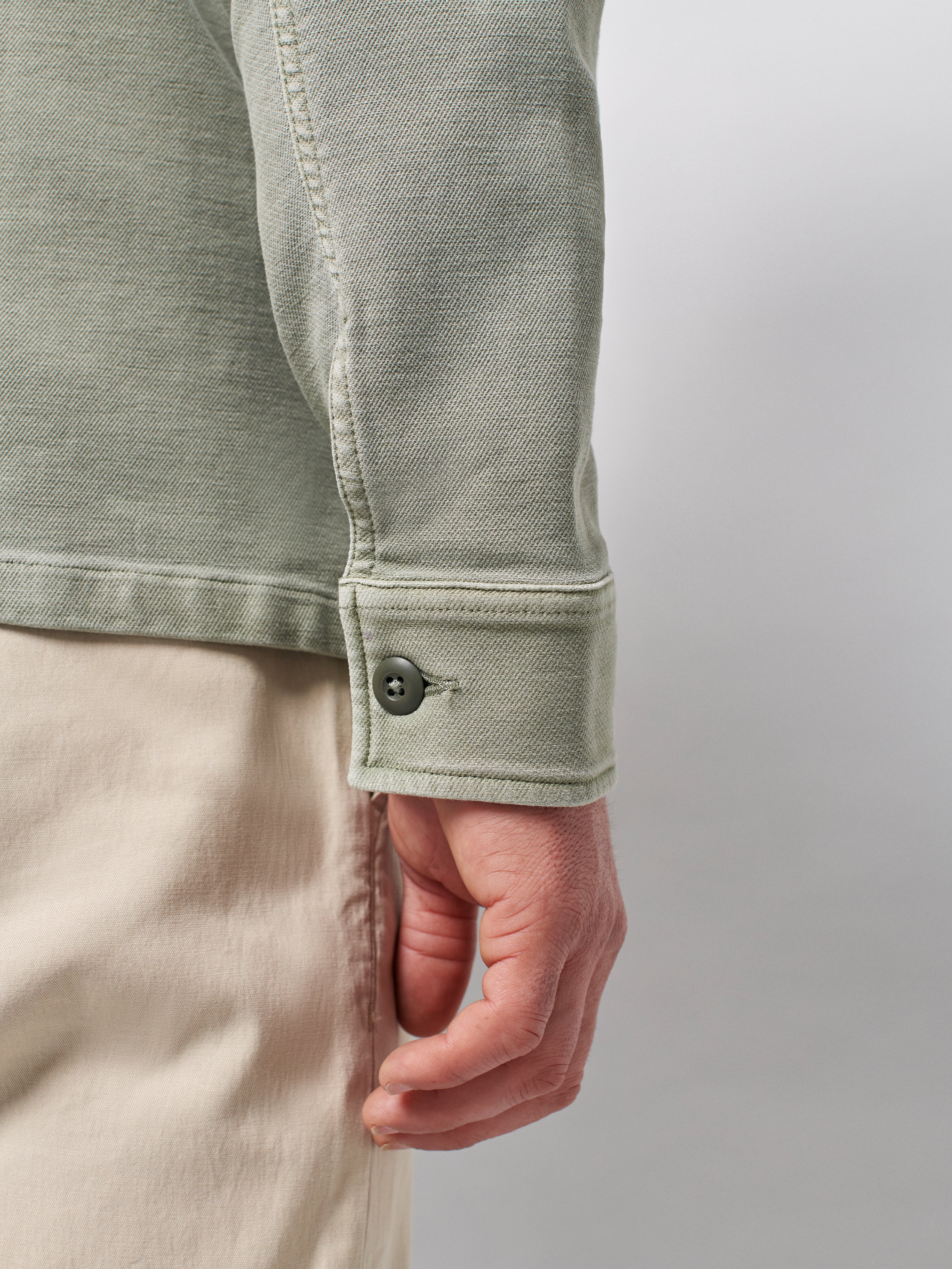 Stretch Terry Shirt Jacket - Faded Olive