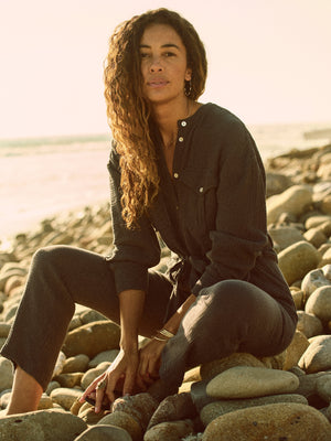 Dream Cotton Gauze Jumpsuit - Washed Black