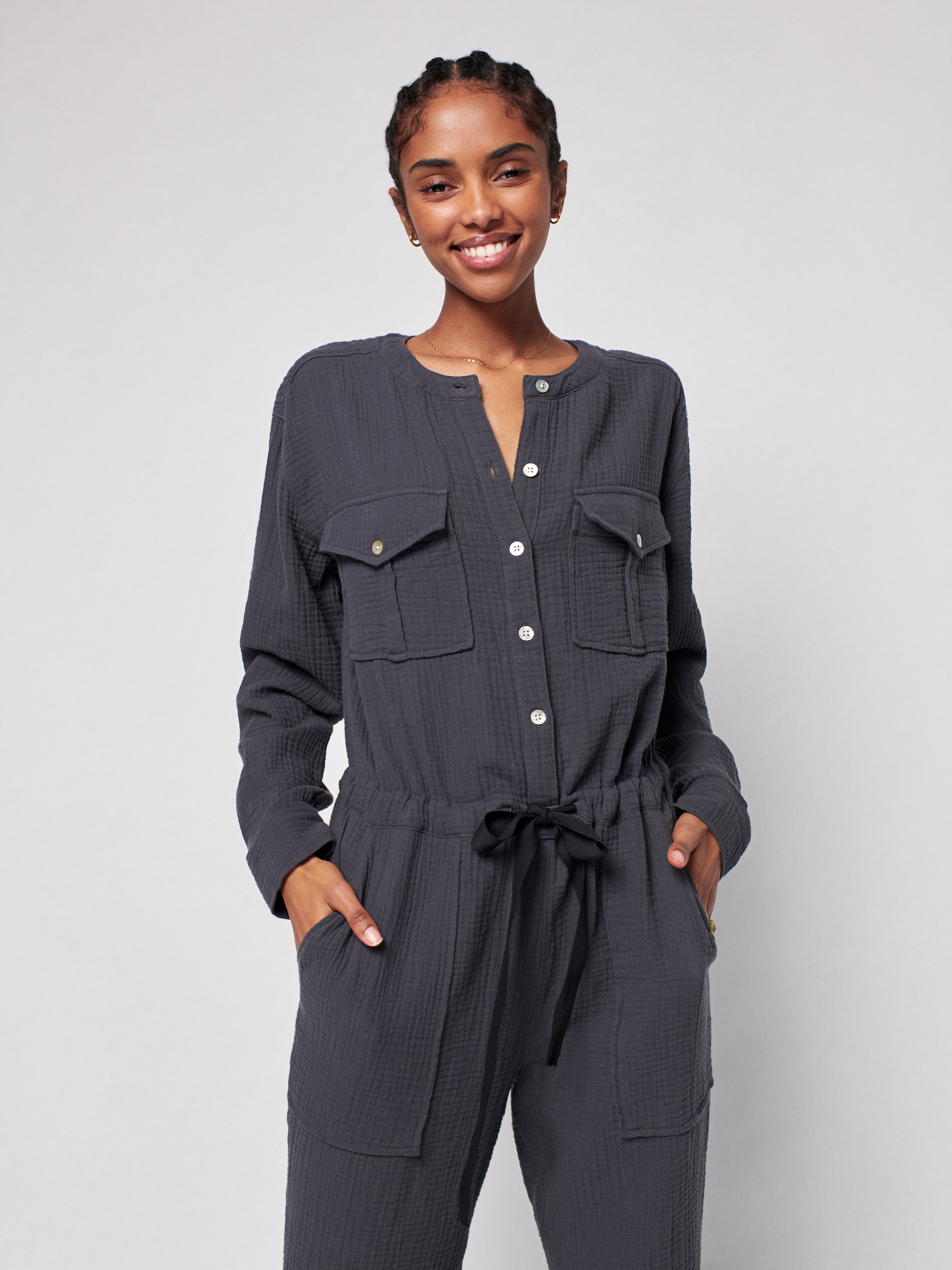 Dream Cotton Gauze Jumpsuit - Washed Black