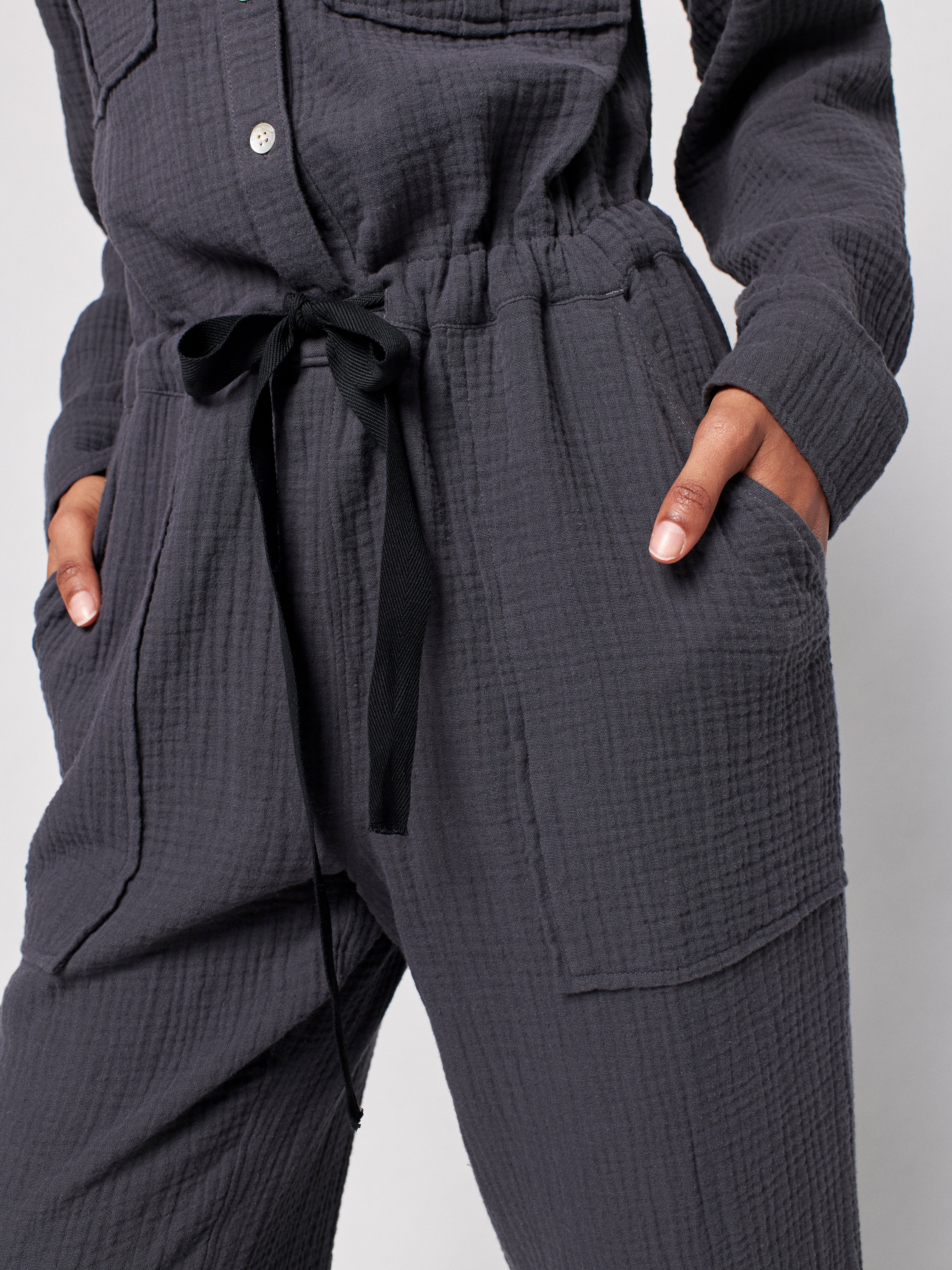 Dream Cotton Gauze Jumpsuit - Washed Black