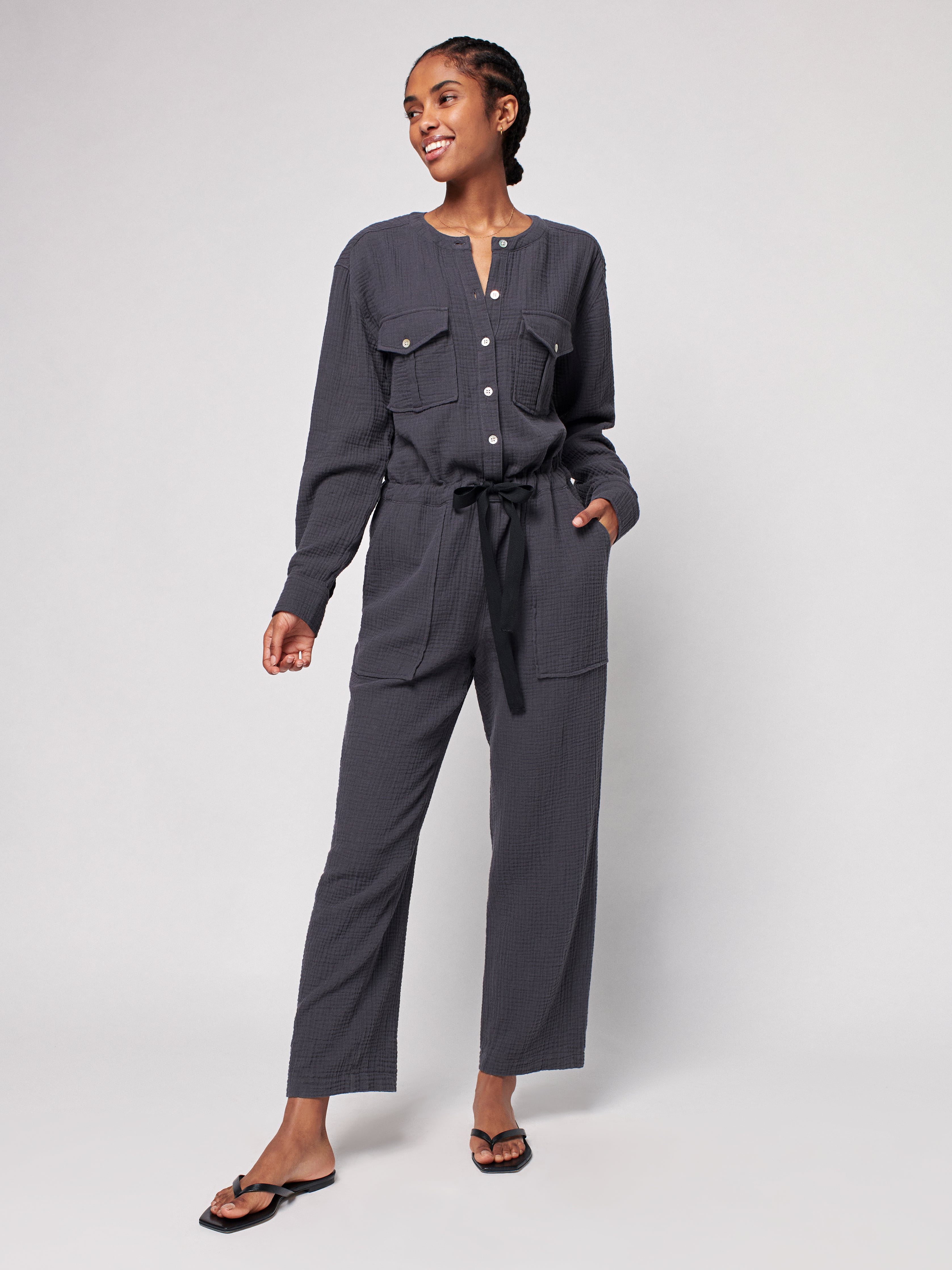 Dream Cotton Gauze Jumpsuit - Washed Black