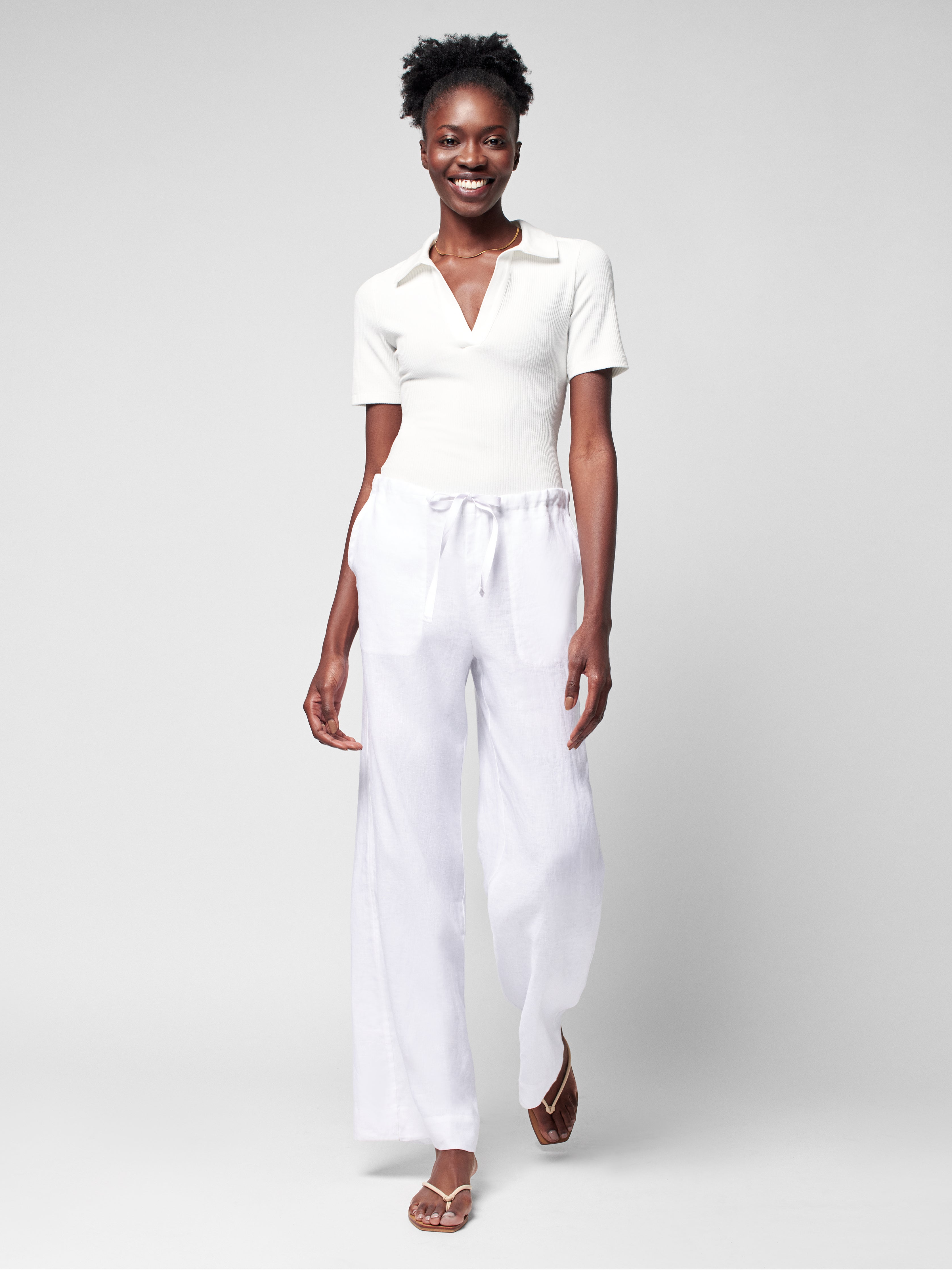 Summer Sands Linen Pant - White
