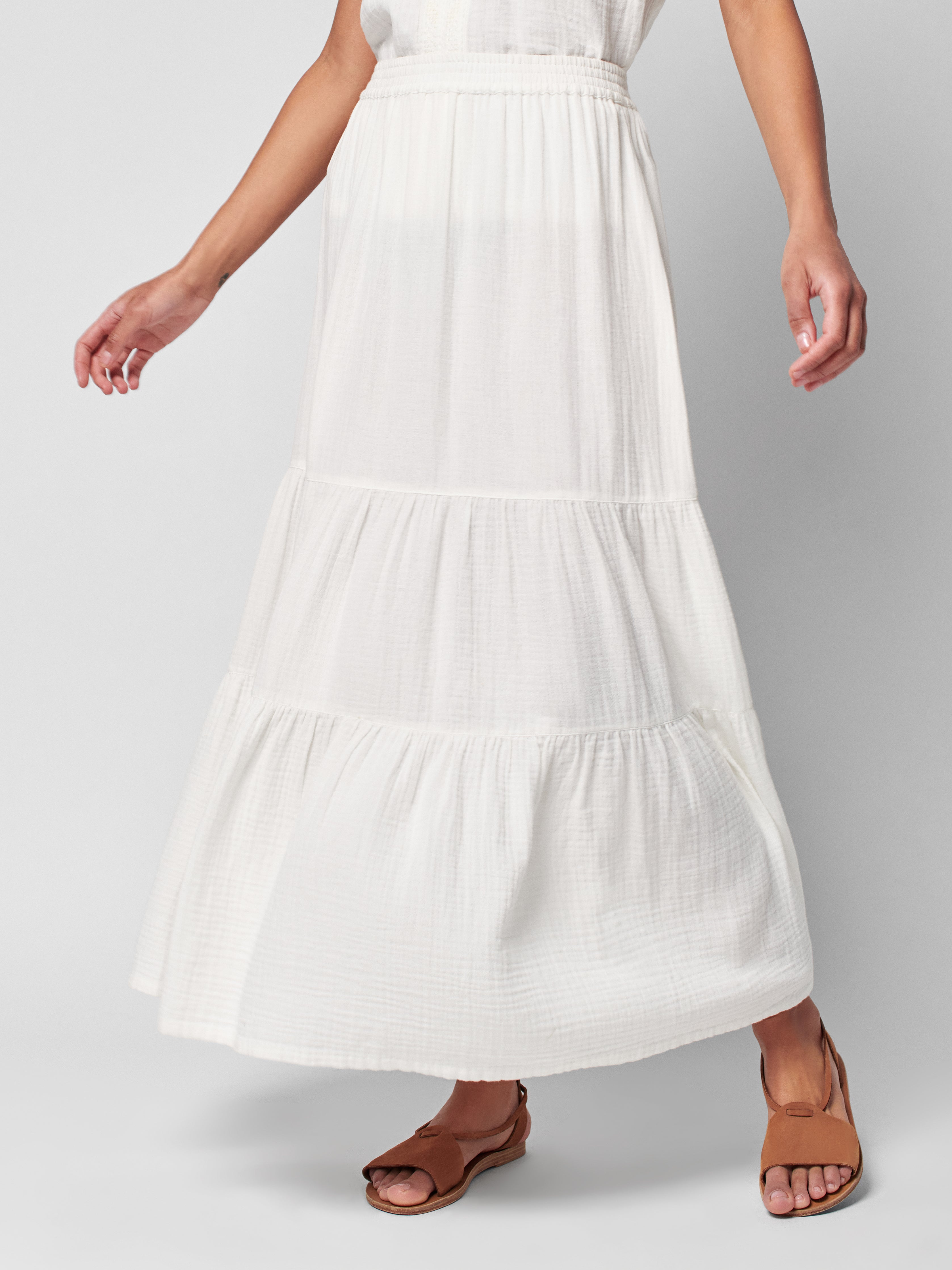 Dream Cotton Gauze Valentina Tiered Skirt - White