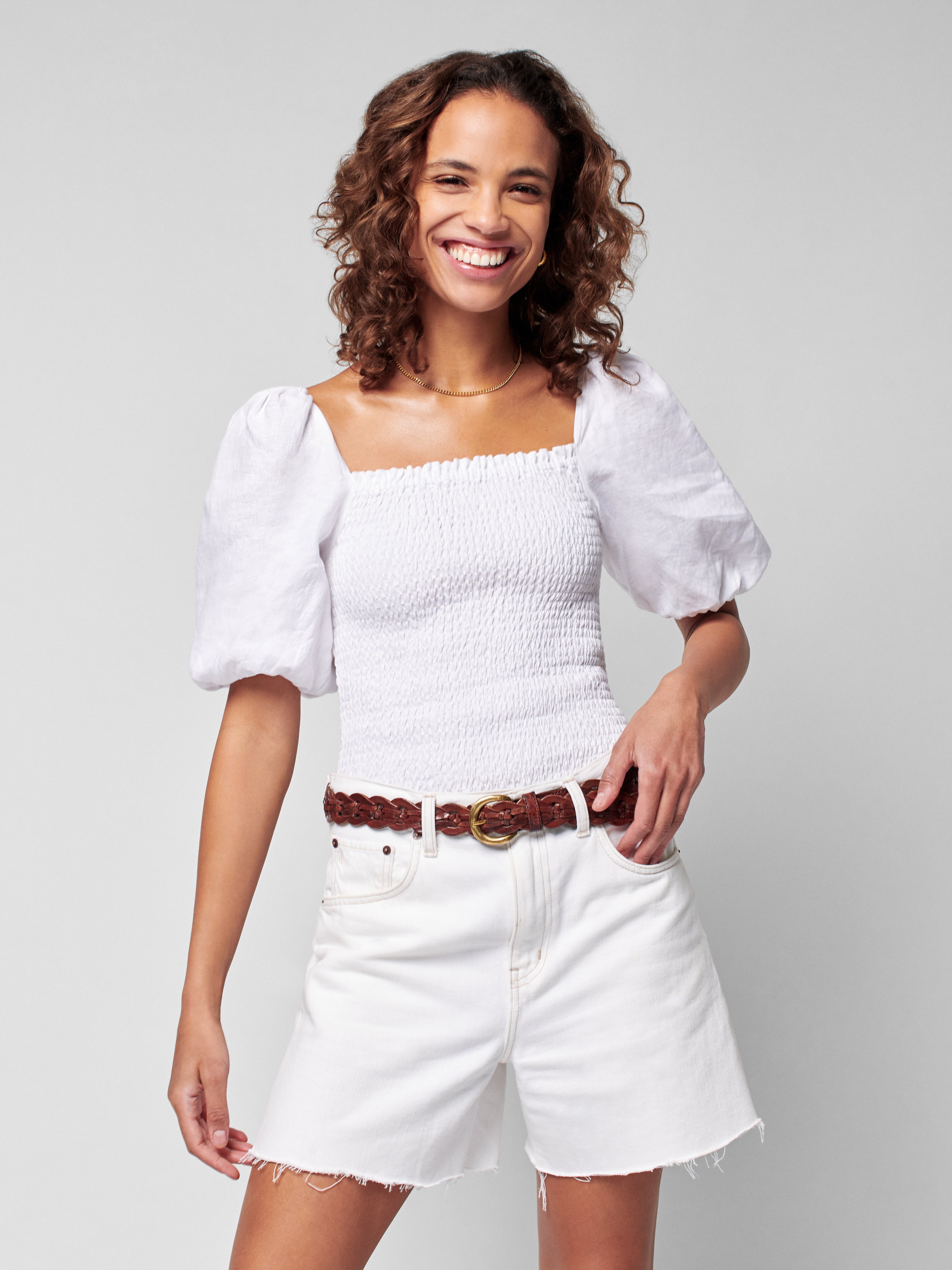 Frankie Linen Top - Oyster