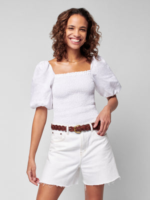 Frankie Linen Top - Oyster