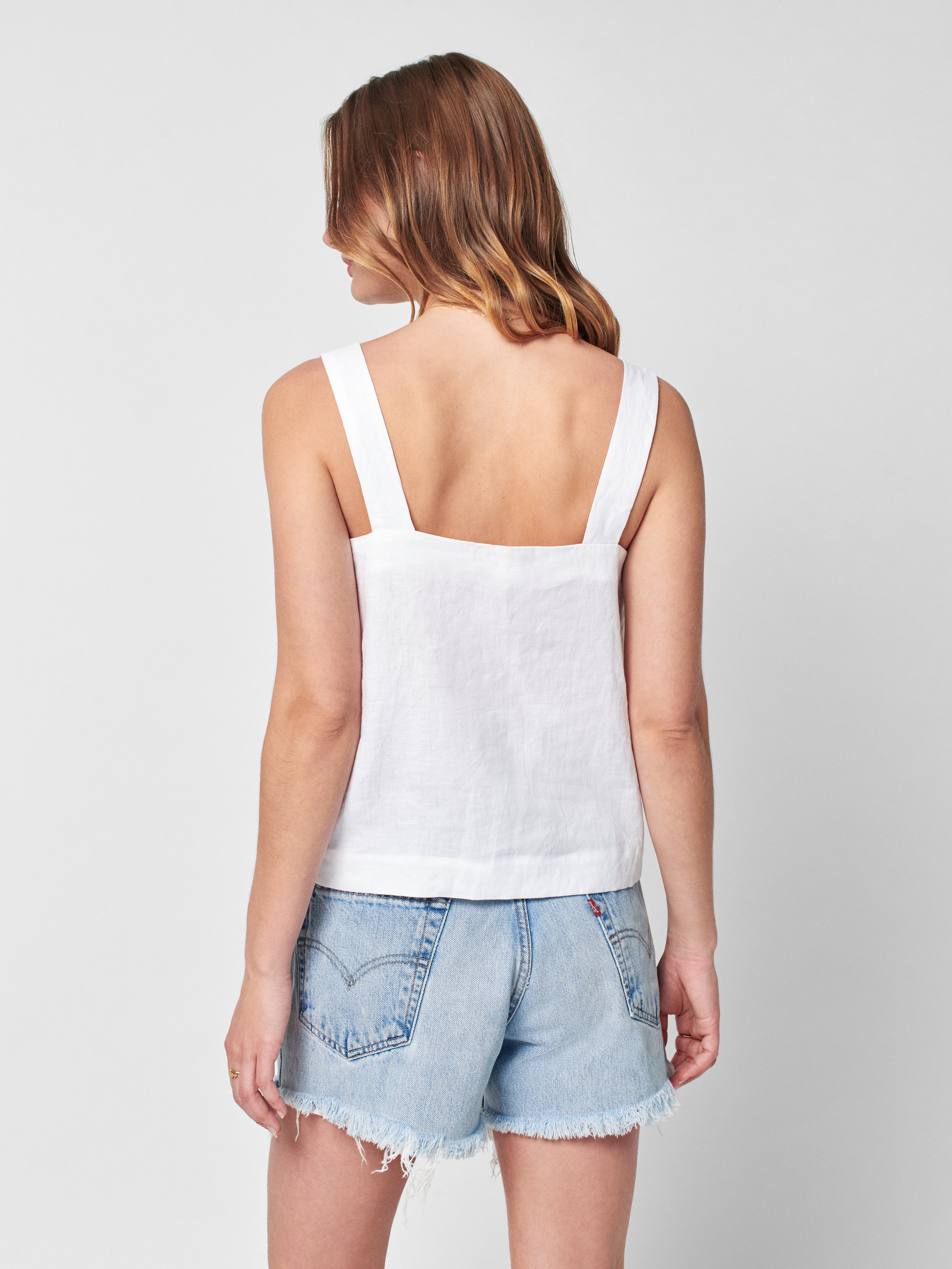 Summer Sands Linen Tank - White