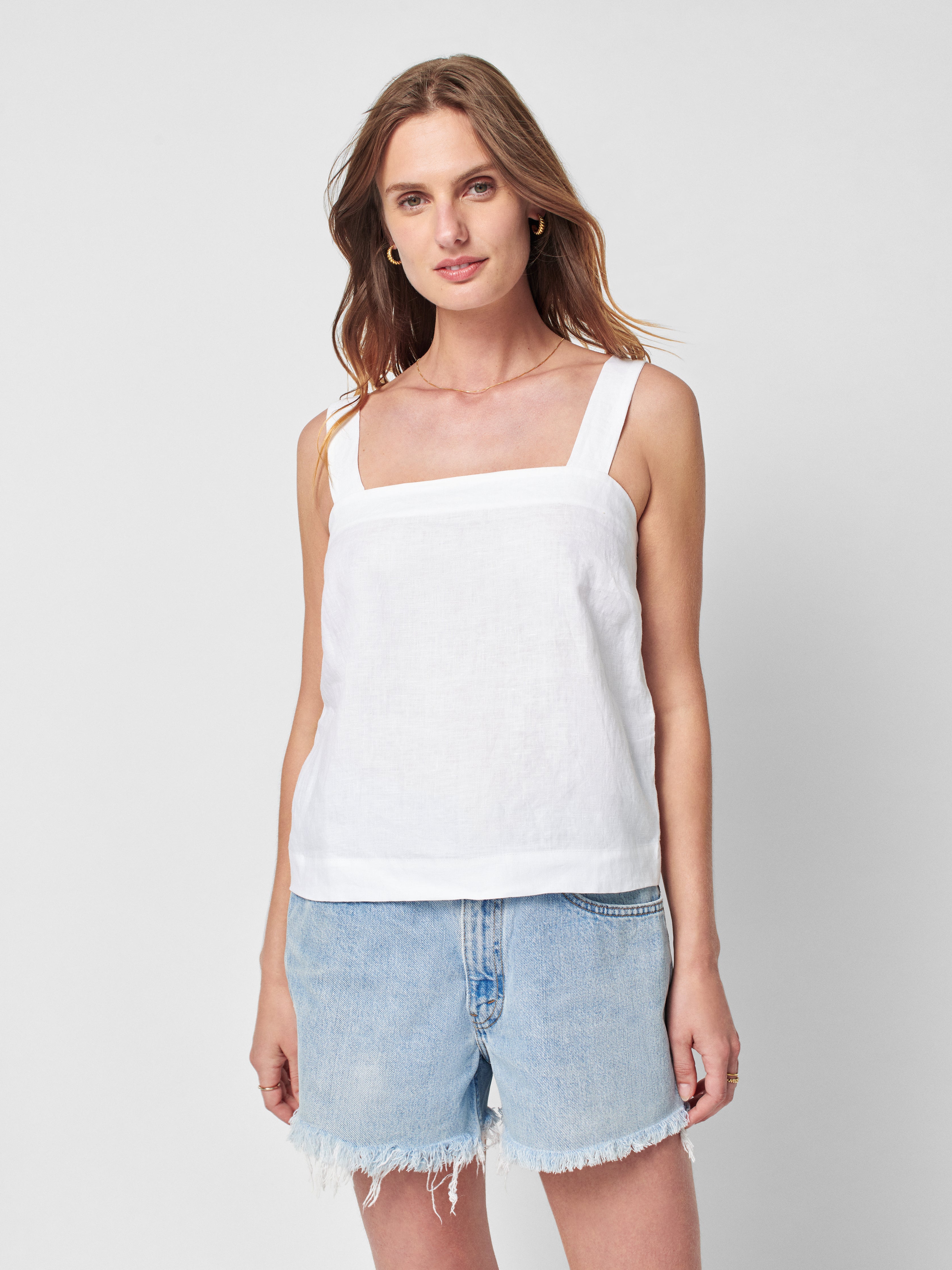 Summer Sands Linen Tank - White