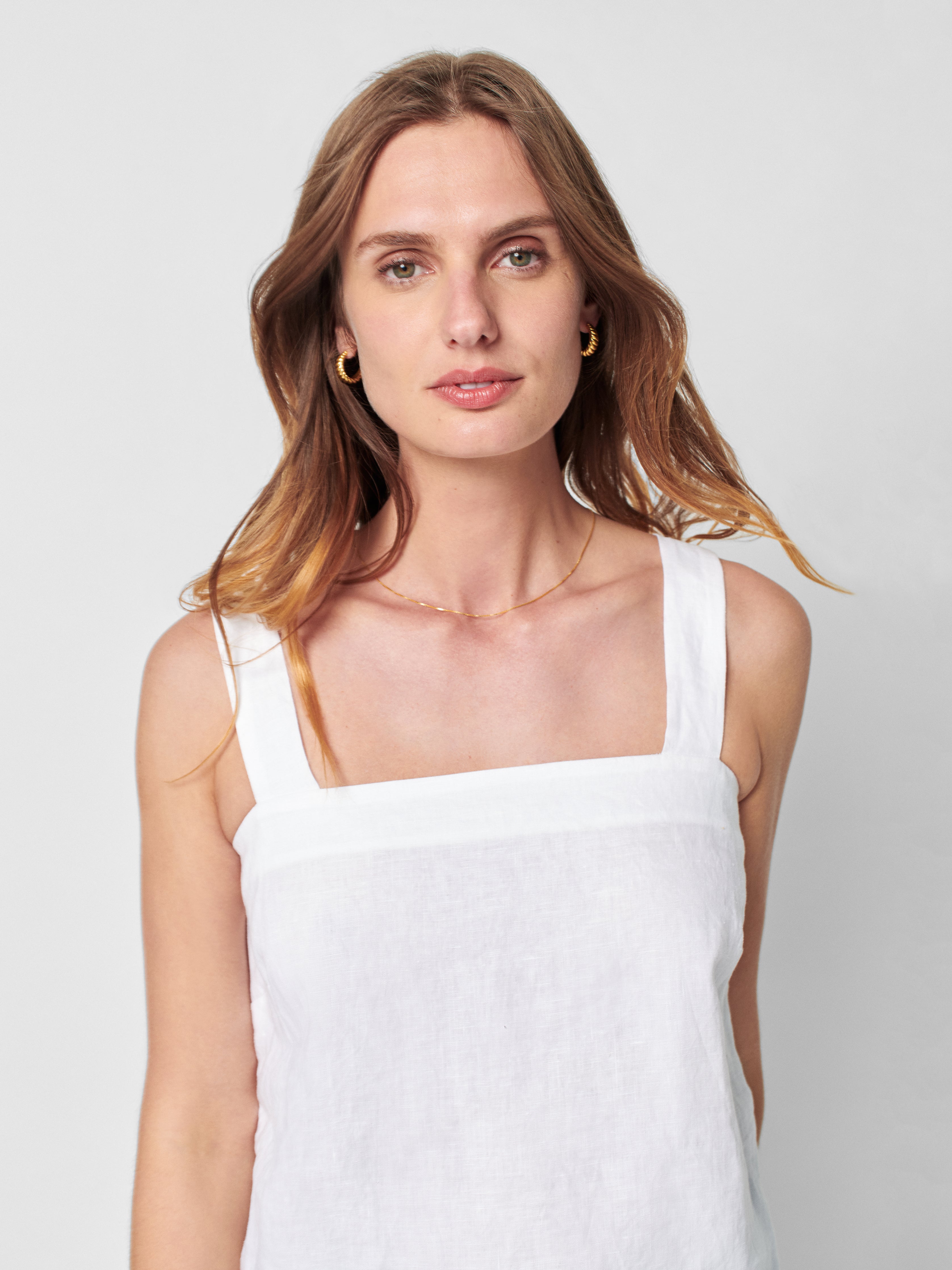 Summer Sands Linen Tank - White