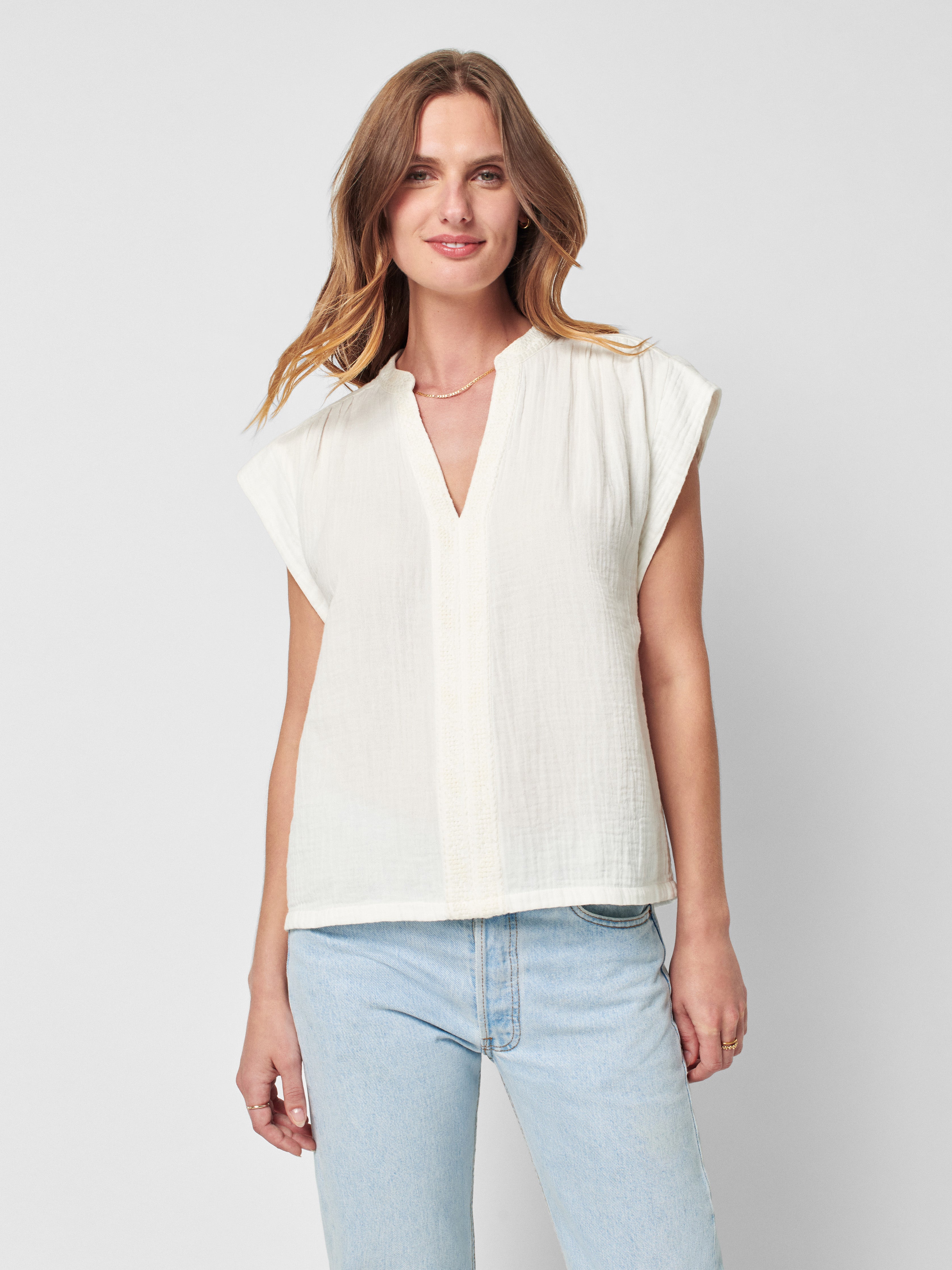 Dream Cotton Gauze Lucia Top - White