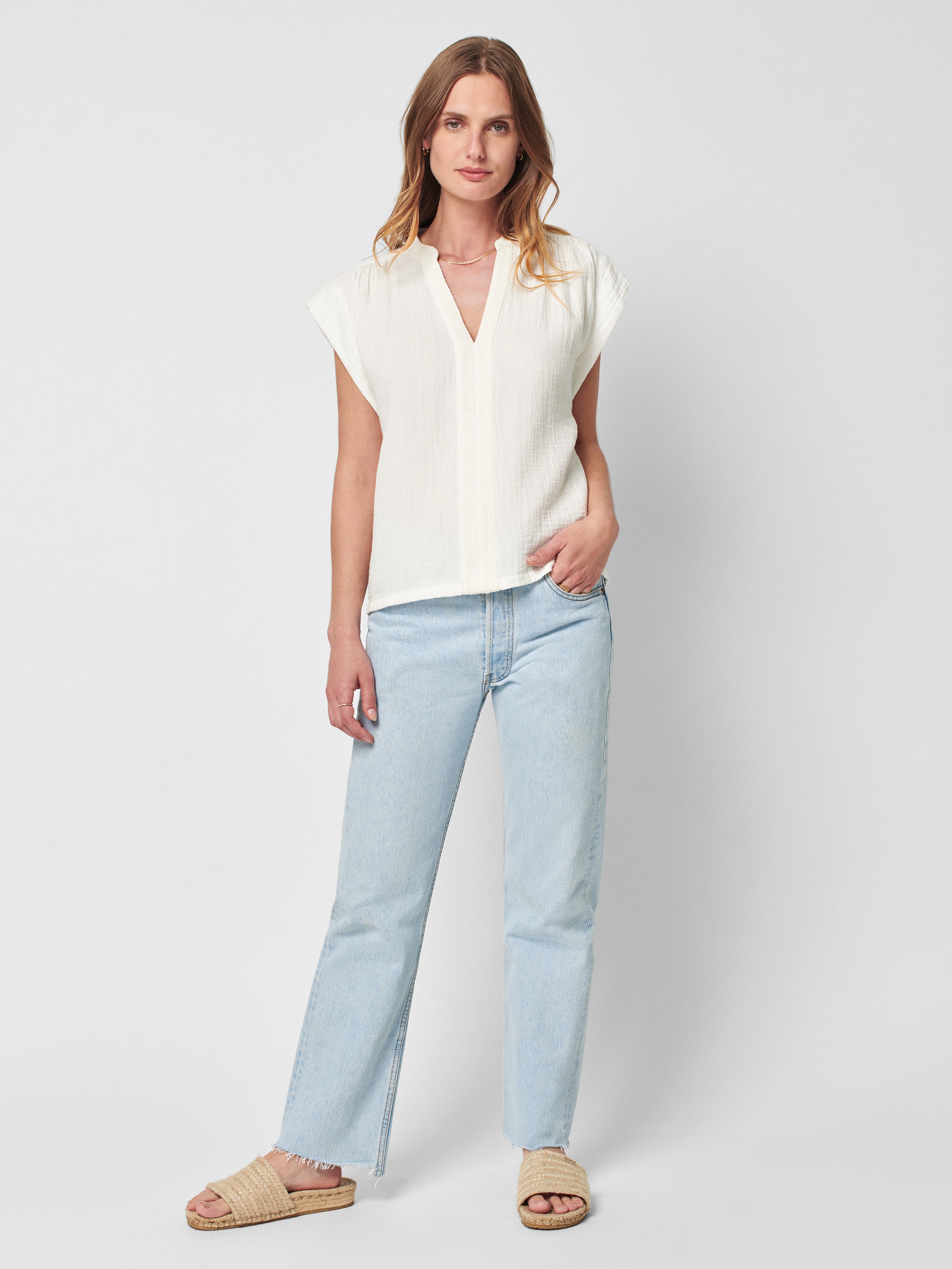 Dream Cotton Gauze Lucia Top - White