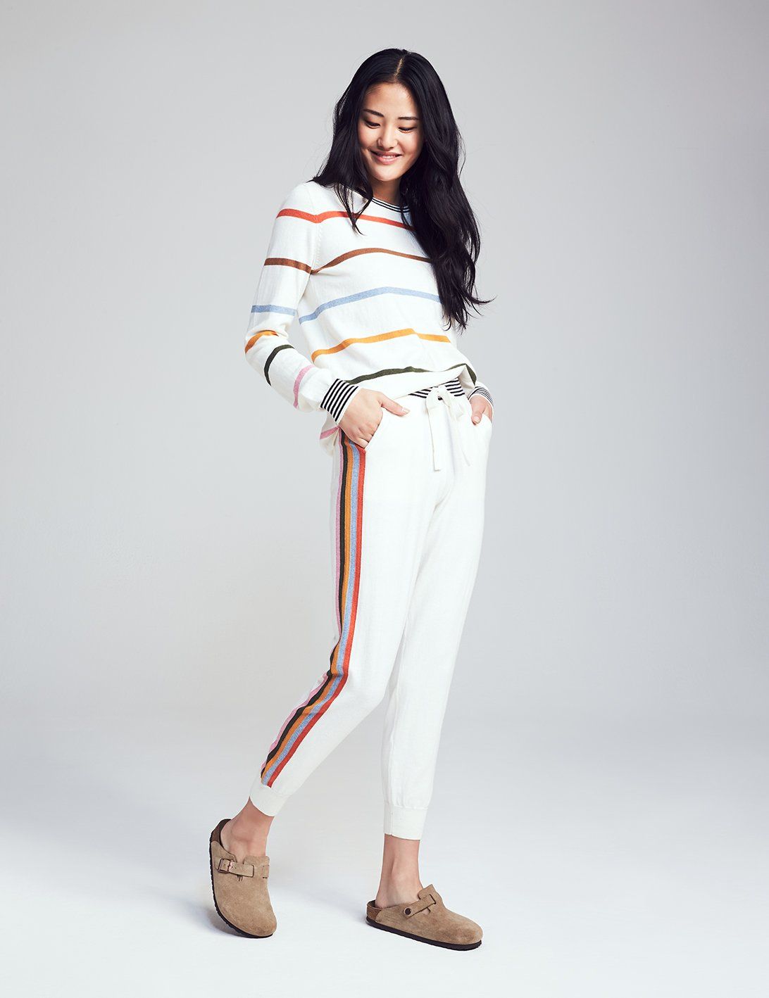 Surf Sweater Jogger - Ivory Stripe