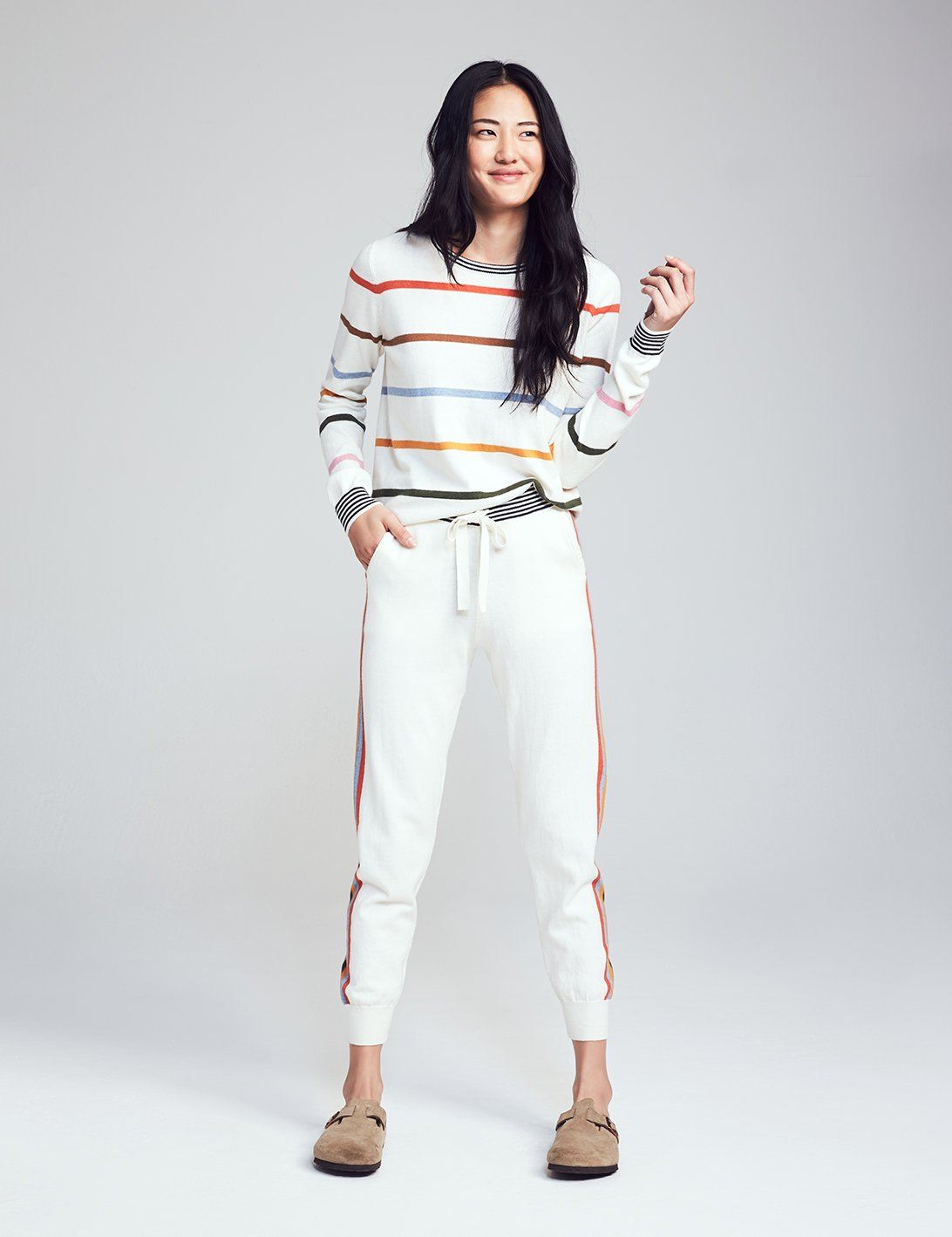 Surf Sweater Jogger - Ivory Stripe