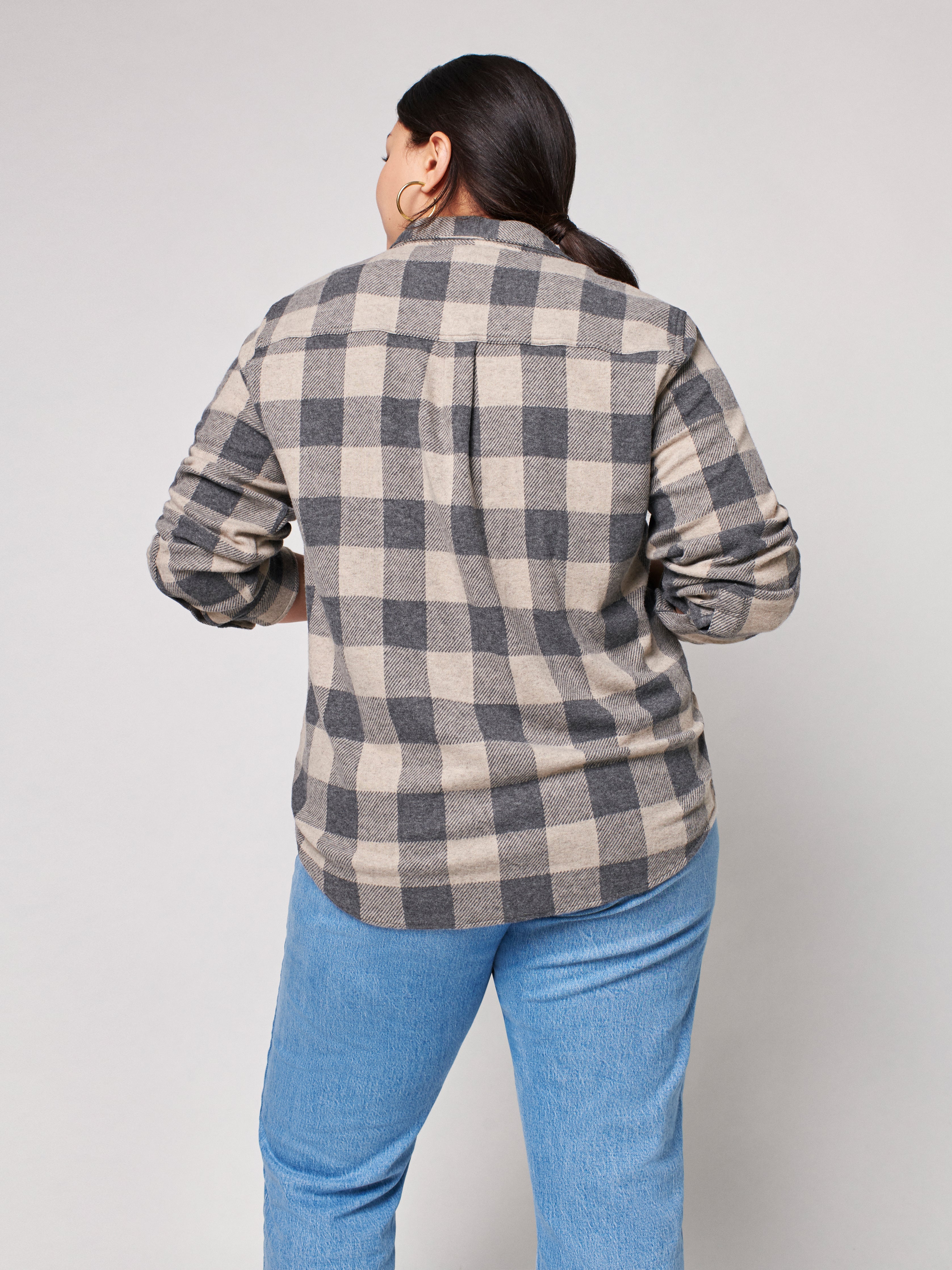 Legend™ Sweater Shirt - Tan Charcoal Buffalo Check