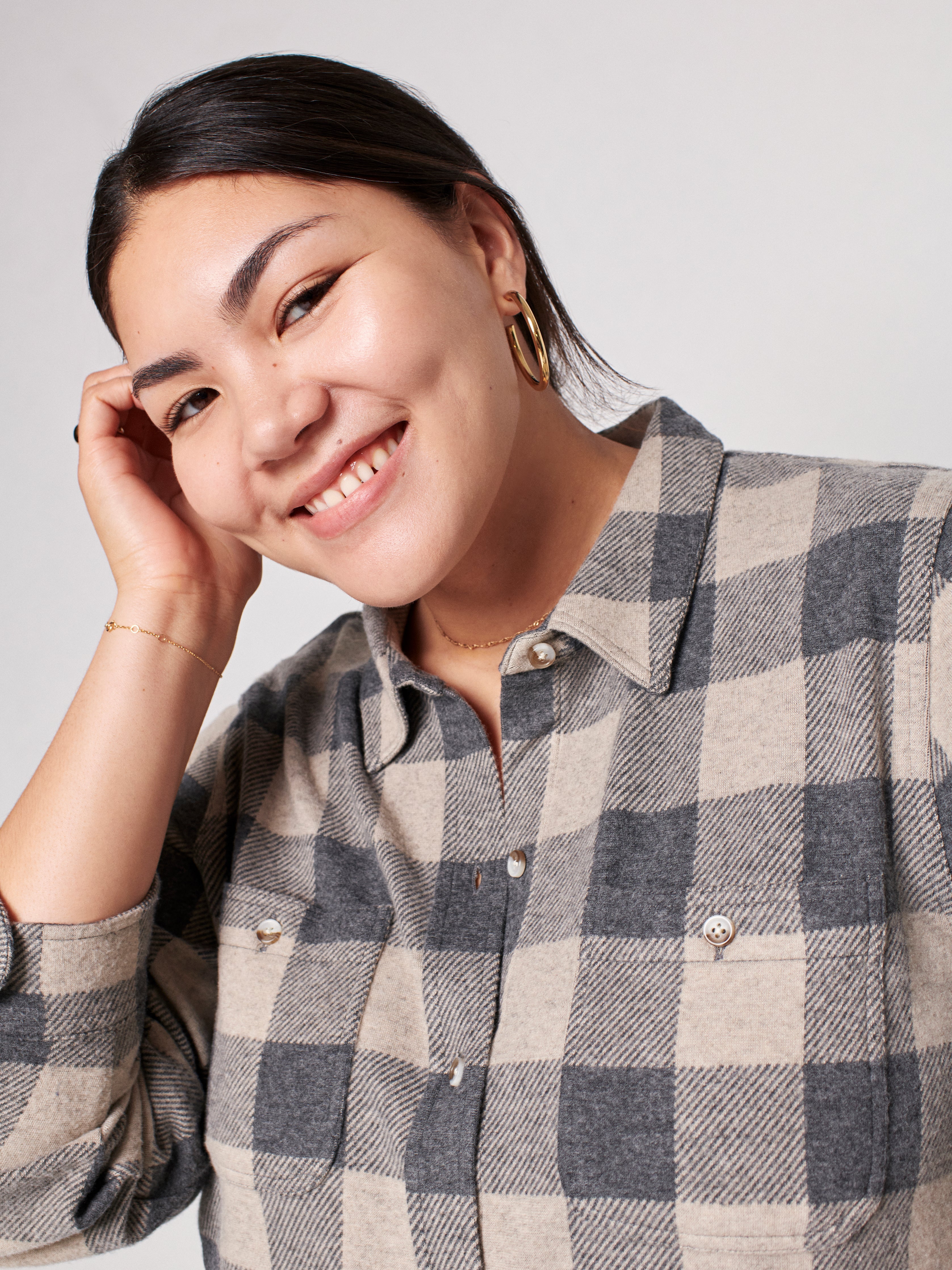 Legend™ Sweater Shirt - Tan Charcoal Buffalo Check